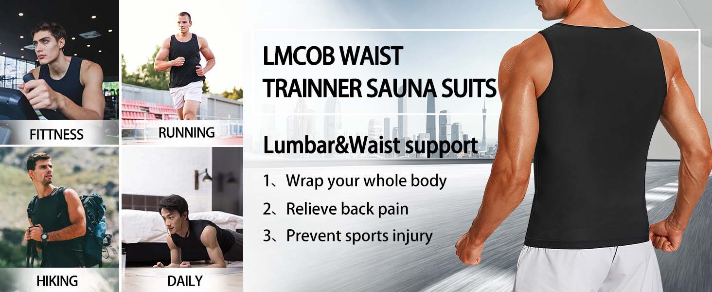 Men's Sauna Sweat Vest with Waist Belt | Adjustable Zippered Waist Trainer shapewear for Gym & Fitness Workouts & Daily Use & Weight Lose