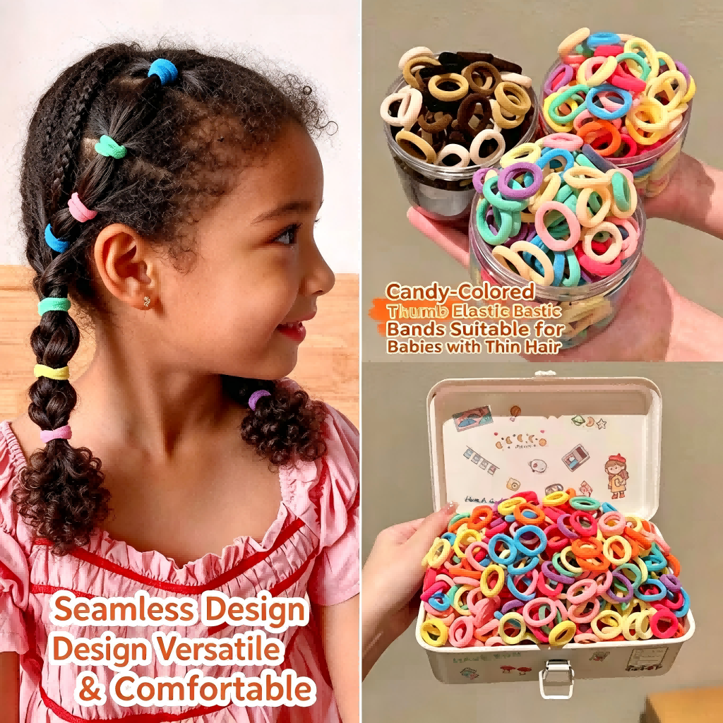 Girls Hair Ties, No Damage Soft Elastic Baby Hairbands, Mini Rubber Bands for Toddlers, Kids Hair Accessories