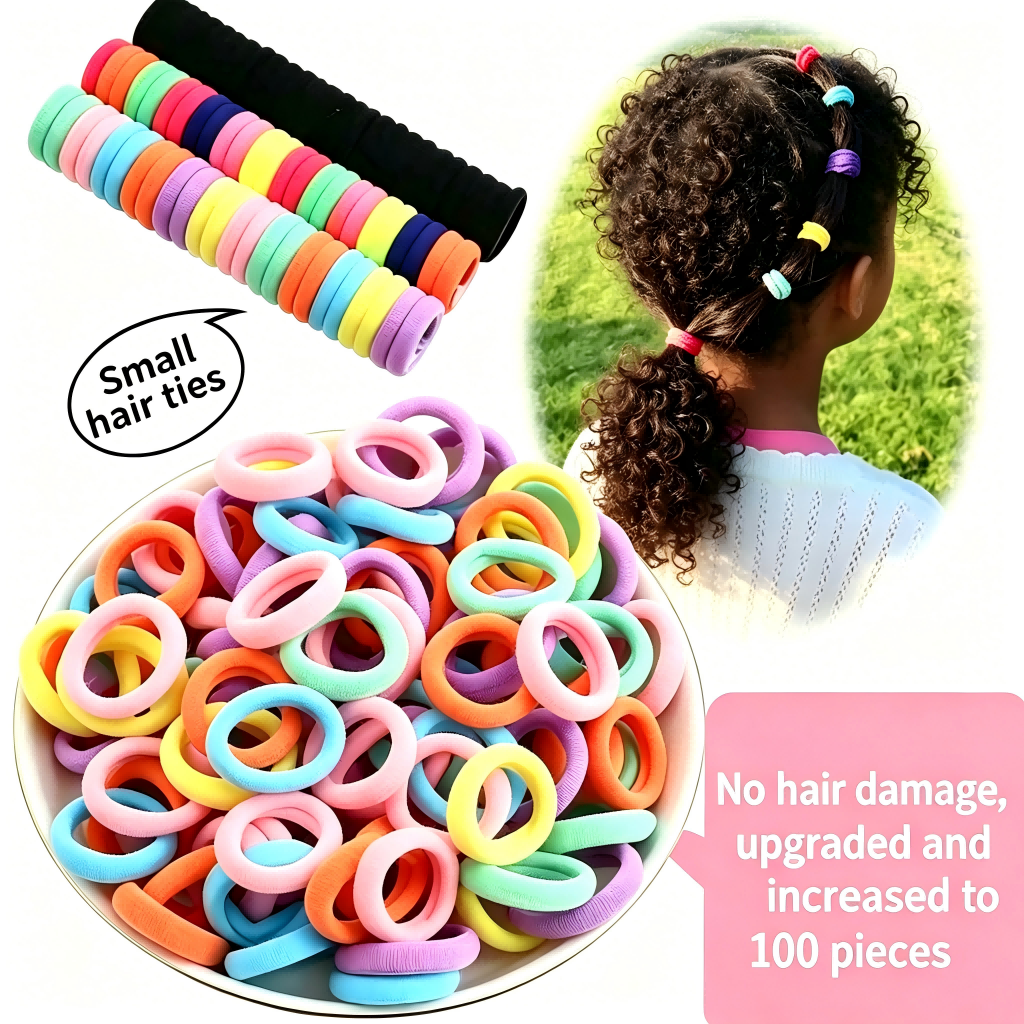 Girls Hair Ties, No Damage Soft Elastic Baby Hairbands, Mini Rubber Bands for Toddlers, Kids Hair Accessories
