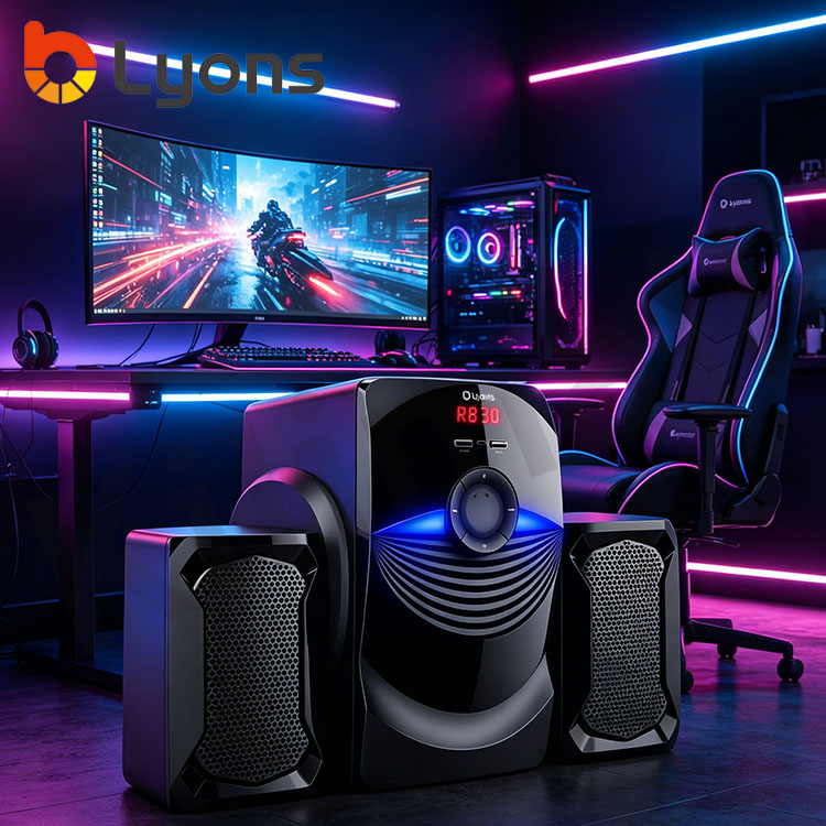 LYONS LYS2405 woofer speaker system Multimedia Speaker With Powerful Amplifier 18000 PMPO Output Power 25W+10W*2 Speaker System【HOT】