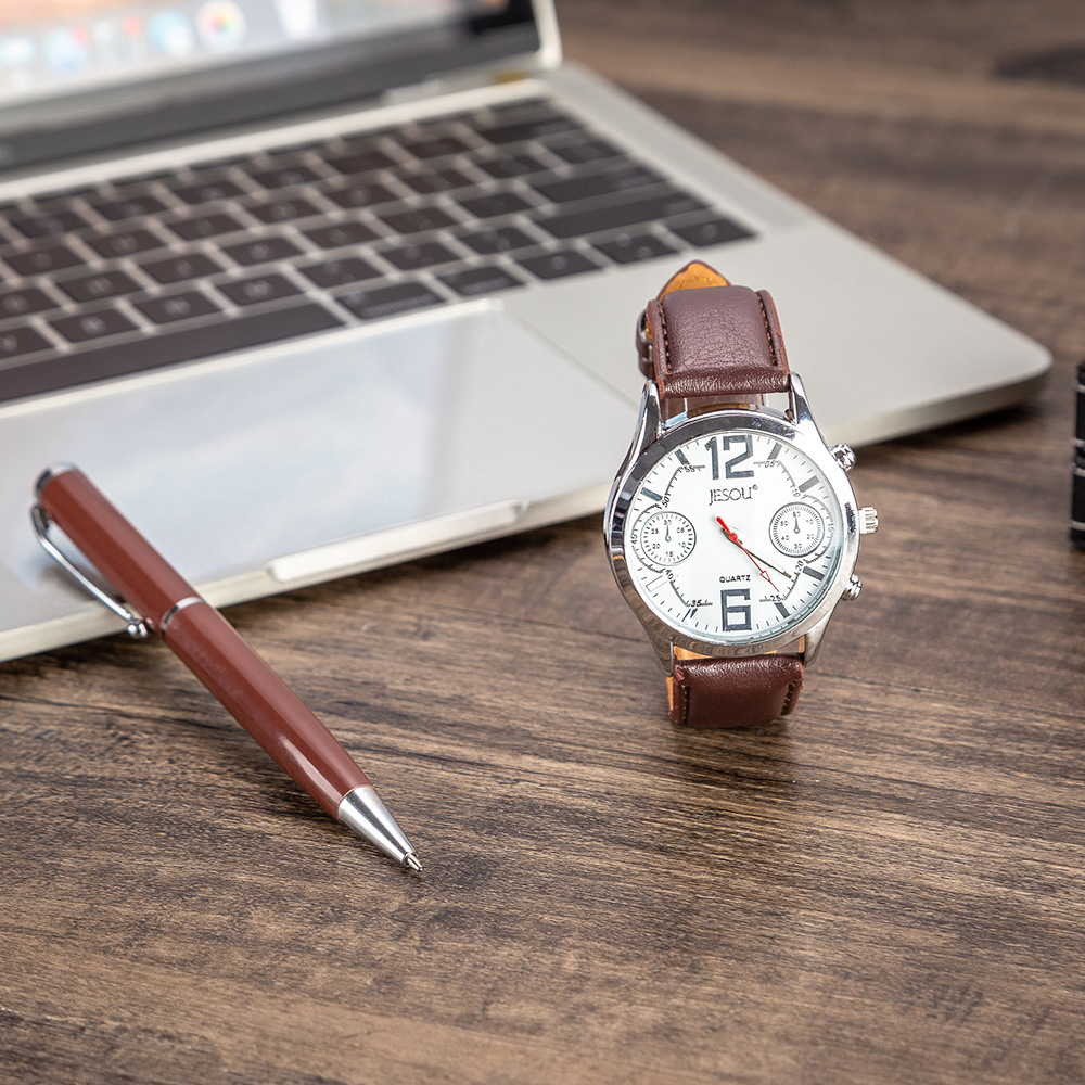 3pcs Men's Fashion Creative Steel Belt Quartz Watch + Pen Set Valentine's Day Gift Quartz Gifts