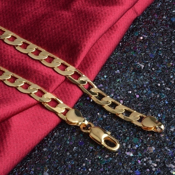 Hiphop Men's Fashion Luxury Exaggerated Men Women 18K Gold Necklace Exquisite Gold Bracelets