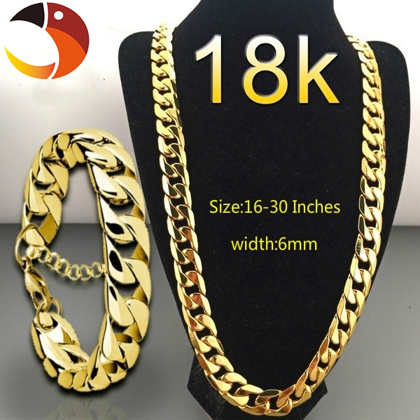Hiphop Men's Fashion Luxury Exaggerated Men Women 18K Gold Necklace Exquisite Gold Bracelets