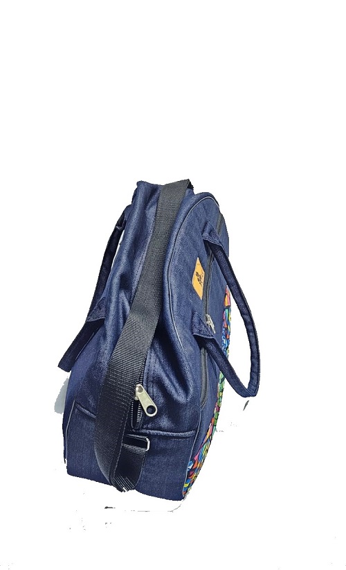 Unisex denim green Ankara travelling bag easy and comfortable to carry, durable and elegant to have.