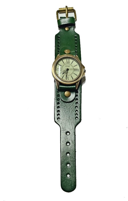 Denim green Ankara travelling bag and green men's vintage leather watch combo best gift to offer and durable.