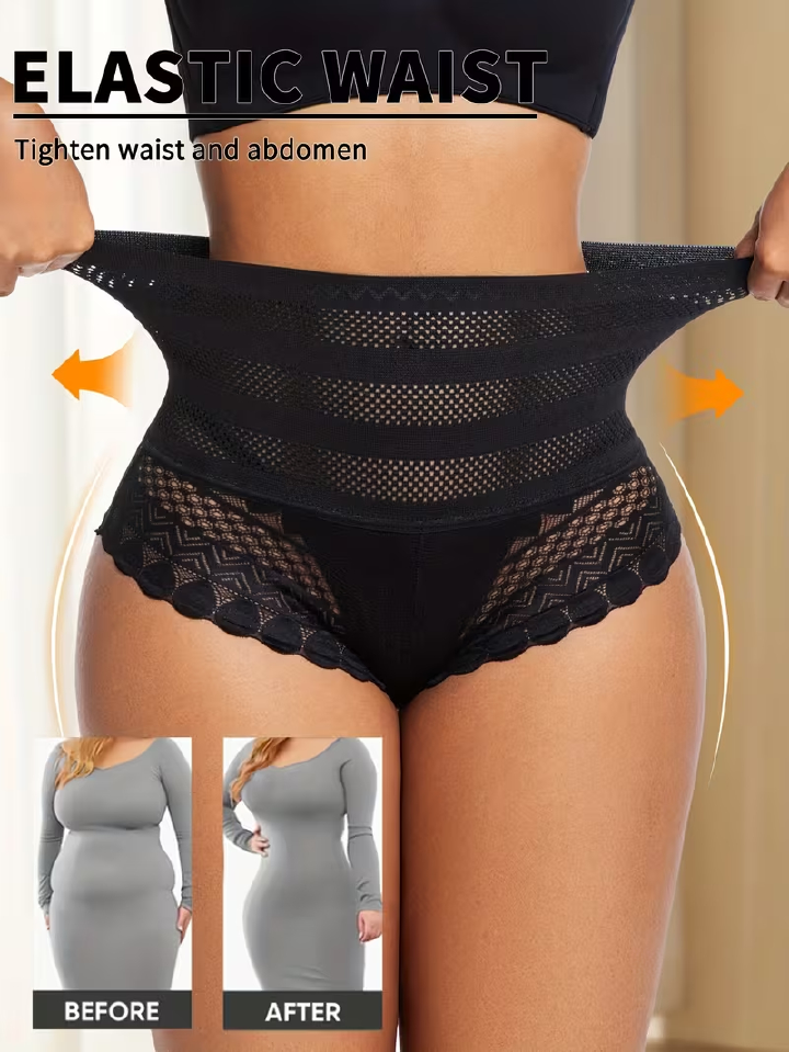 Women Shapewear Panty High Waist Tummy Control, Lace Butt Lifter Body Shaper Underwear, Postpartum Slimming