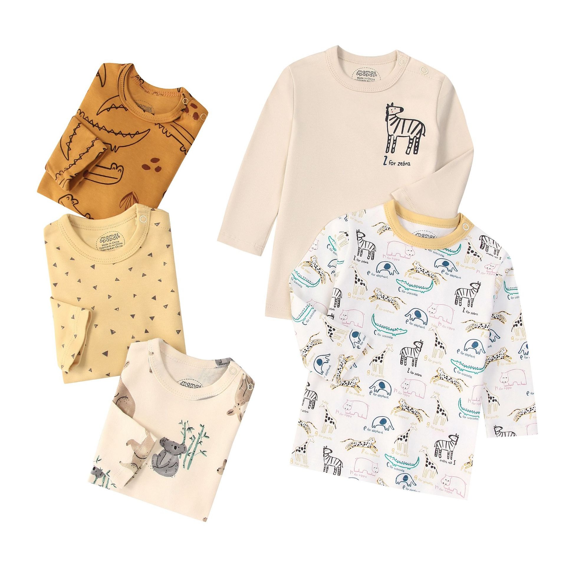 5pcs/lots Baby T-shirt Long-Sleeve T-Shirt for Kids 1-3 Years Old  Baby Top  Clothes with Cartoon Print for Homewear 1-3 Years Old Baby Clothes