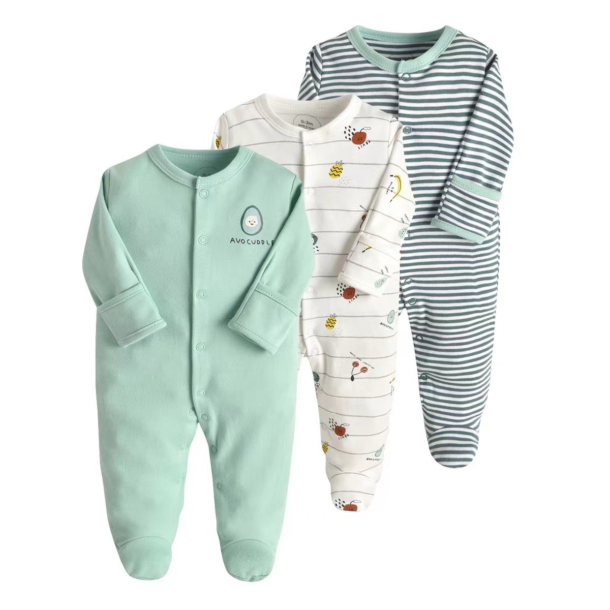 3pcs/lots Long Sleeve Romper Baby Bodysuits Newborn Cotton Romper Clothes Sets Baby Girl Boy Clothes Cartoon Ropa Jumpsuits Baby Clothes 3M-12M