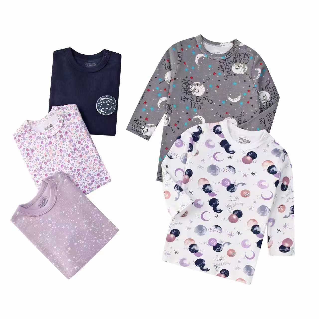 5pcs/lots Baby T-shirt Long-Sleeve T-Shirt for Kids 1-3 Years Old  Baby Top  Clothes with Cartoon Print for Homewear 1-3 Years Old Baby Clothes