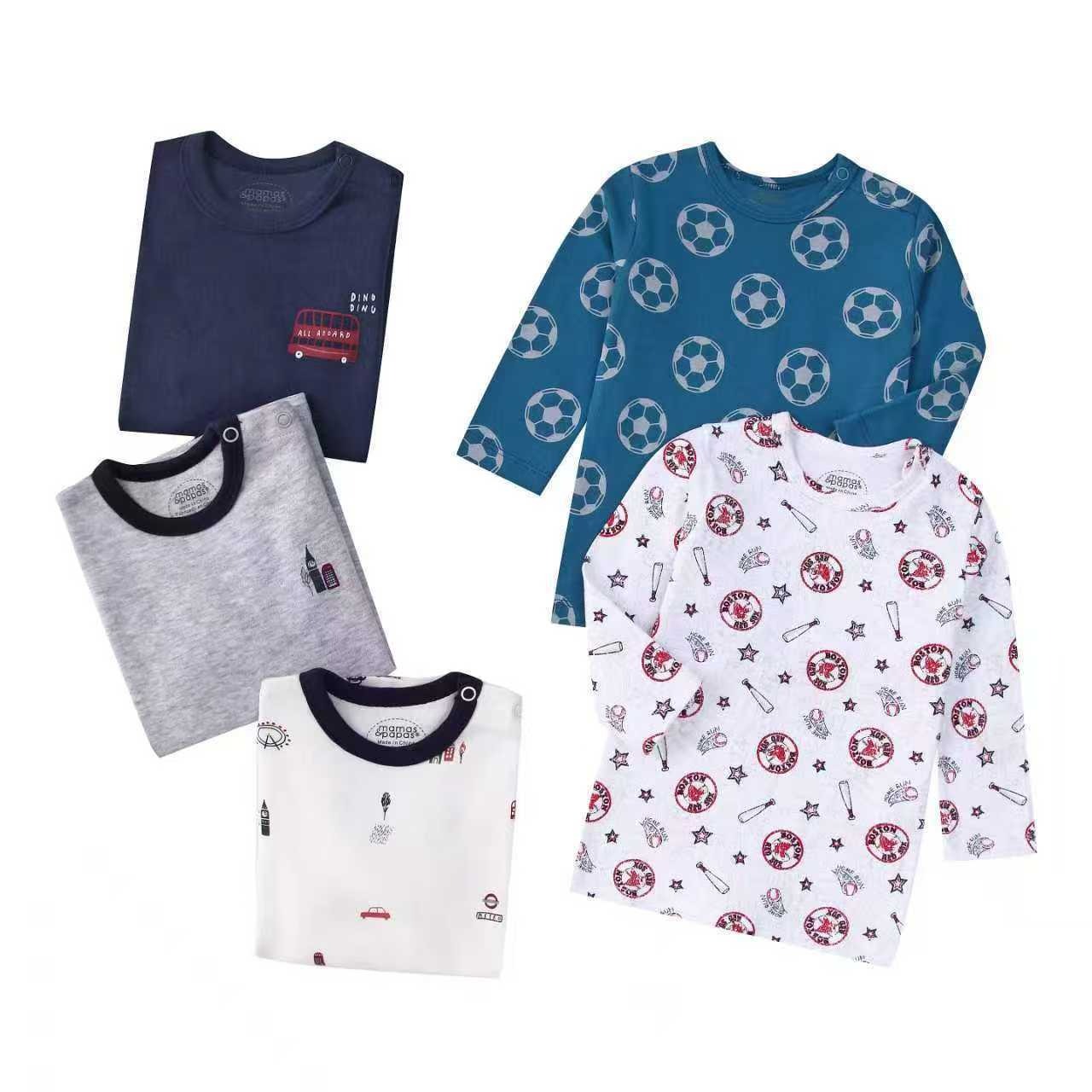 5pcs/lots Baby T-shirt Long-Sleeve T-Shirt for Kids 1-3 Years Old  Baby Top  Clothes with Cartoon Print for Homewear 1-3 Years Old Baby Clothes