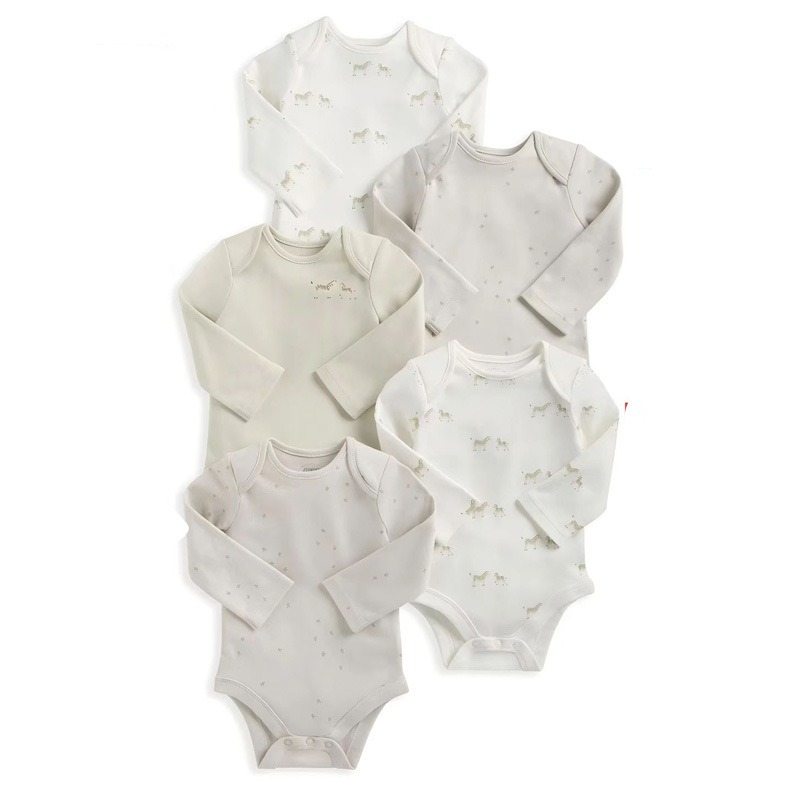 5pcs/lots Long Sleeve Baby Romper Bodysuits Newborn Cotton Romper Clothes Sets Unisex Baby Girl Clothes Long Sleeve Cartoon Print Ropa Jumpsuits Clothes 3-24M