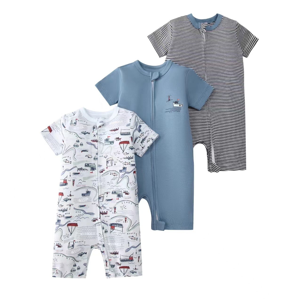 3pcs/lots Short Sleeve Baby Romper Bodysuits Newborn Cotton Romper Clothes Sets Baby Girl Boy Clothes Cartoon Print Ropa Jumpsuits Baby Clothes 6M-24M