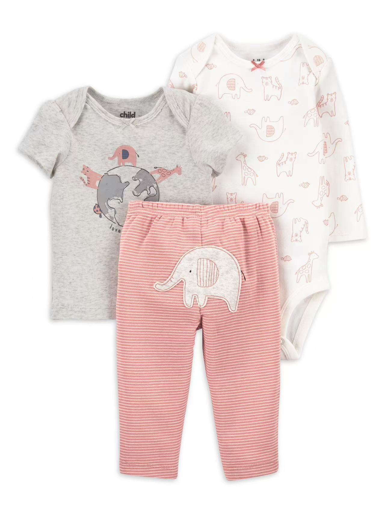 3pcs/lots Long Sleeve/Short Sleeve Baby Romper Bodysuits Newborn Cotton Romper Clothes Sets Baby Girl Boy Clothes Cartoon Print Ropa Jumpsuits Clothes 6M-24M