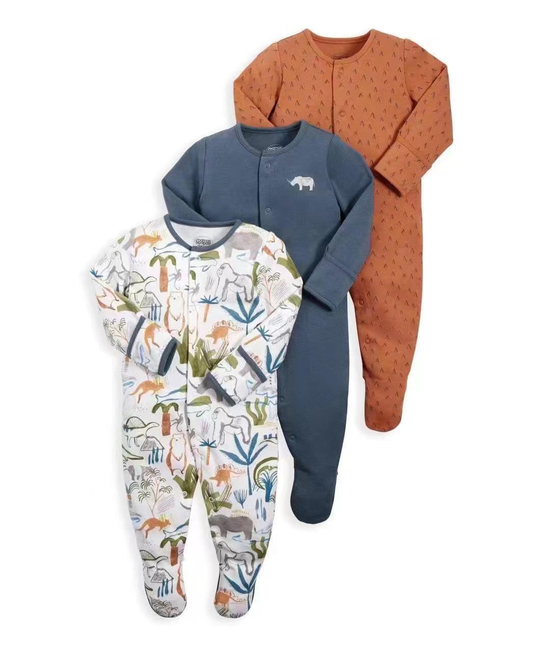 3pcs/lots Long Sleeve Romper Baby Bodysuits Newborn Cotton Romper Clothes Sets Baby Girl Boy Clothes Cartoon Ropa Jumpsuits Baby Clothes 3M-12M