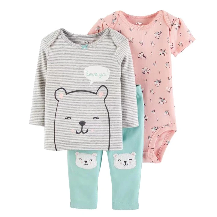 3pcs/lots Long Sleeve/Short Sleeve Baby Romper Bodysuits Newborn Cotton Romper Clothes Sets Unisex Baby Girl Clothes Cartoon Print Ropa Jumpsuits Clothes 6M-24M