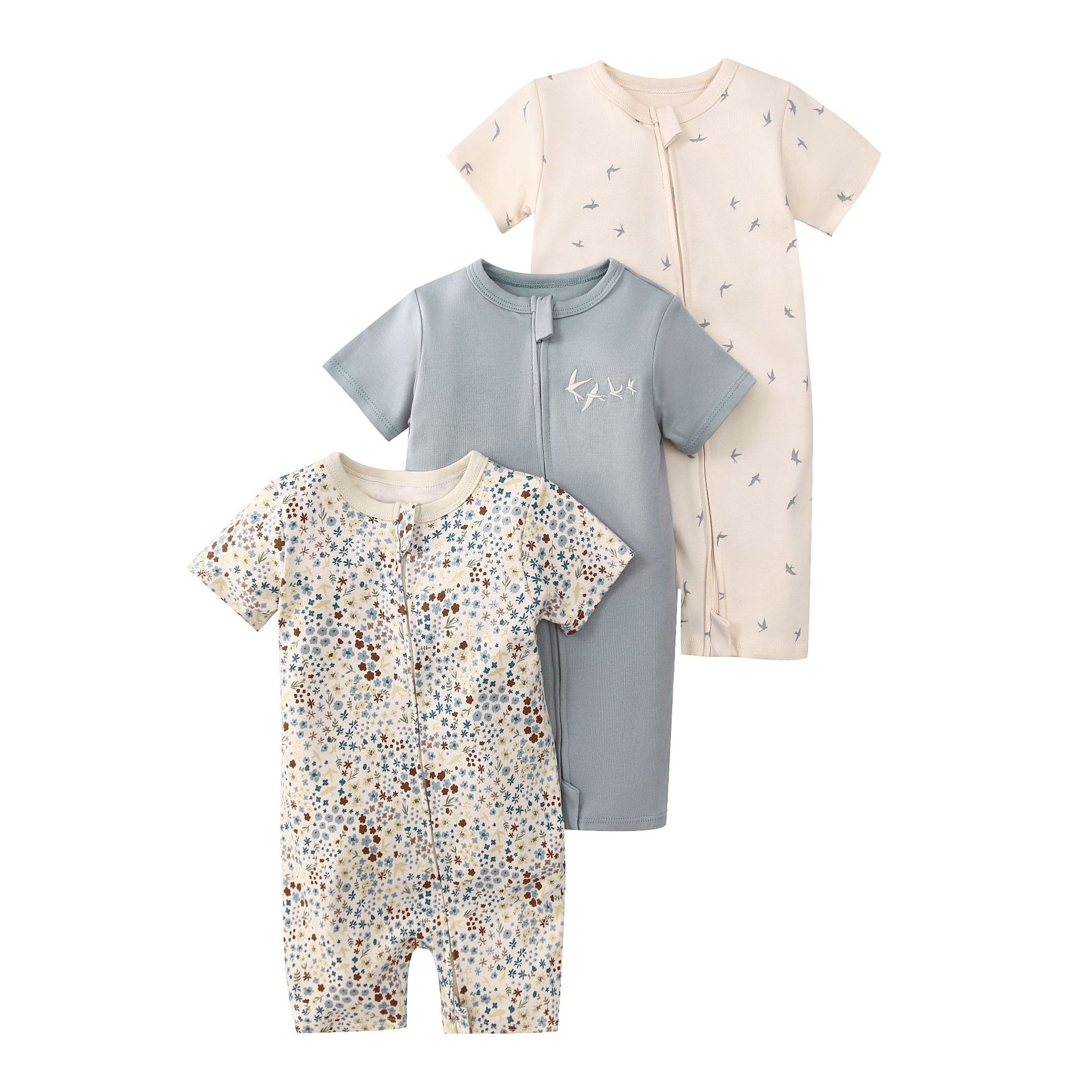 3pcs/lots Short Sleeve Baby Romper Bodysuits Newborn Cotton Romper Clothes Sets Baby Girl Boy Clothes Cartoon Ropa Jumpsuits Baby Clothes 6M-24M