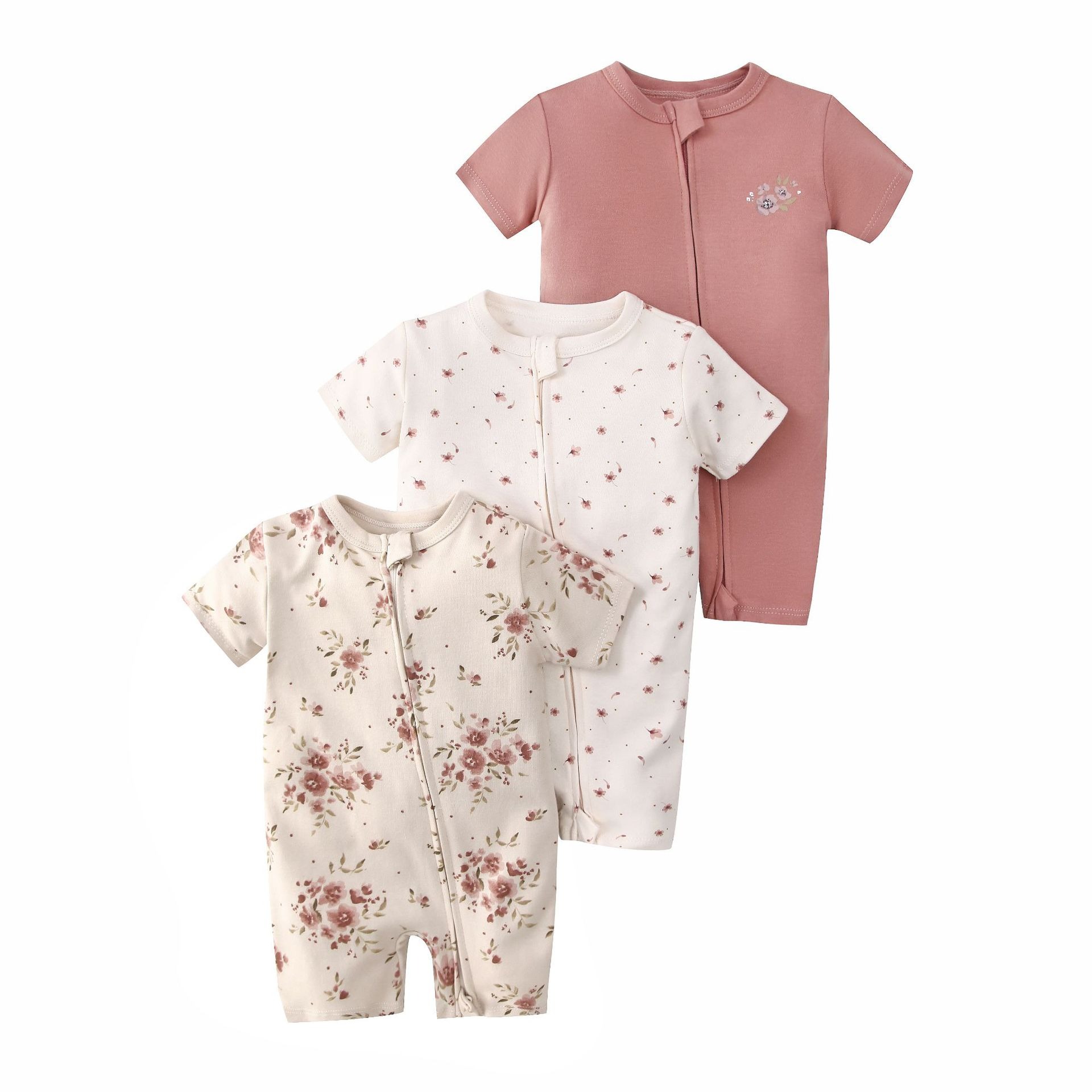 3pcs/lots Short Sleeve Baby Romper Bodysuits Newborn Cotton Romper Clothes Sets Baby Girl Boy Clothes Cartoon Ropa Jumpsuits Baby Clothes 6M-24M