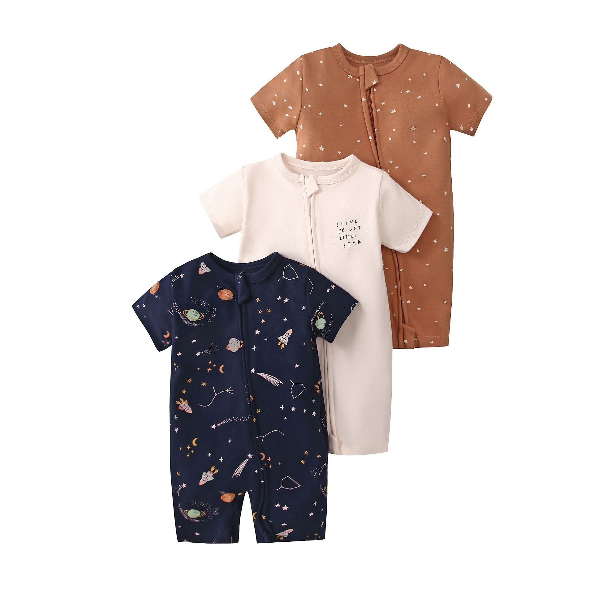 3pcs/lots Short Sleeve Baby Romper Bodysuits Newborn Cotton Romper Clothes Sets Baby Girl Boy Clothes Cartoon Ropa Jumpsuits Baby Clothes 6M-24M