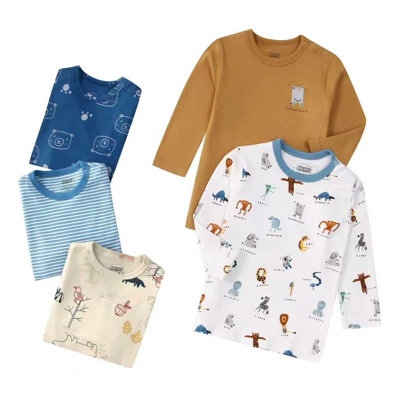 5pcs/lots Baby T-shirt Long-Sleeve T-Shirt for Kids 1-3 Years Old  Baby Top  Clothes with Cartoon Print for Homewear 1-3 Years Old Baby Clothes