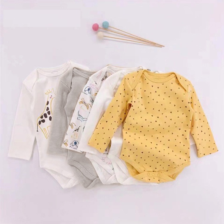 5pcs/lots Long Sleeve Baby Romper Bodysuits Newborn Cotton Romper Clothes Sets Unisex Baby Girl Clothes Long Sleeve Cartoon Print Ropa Jumpsuits Clothes 3-24M