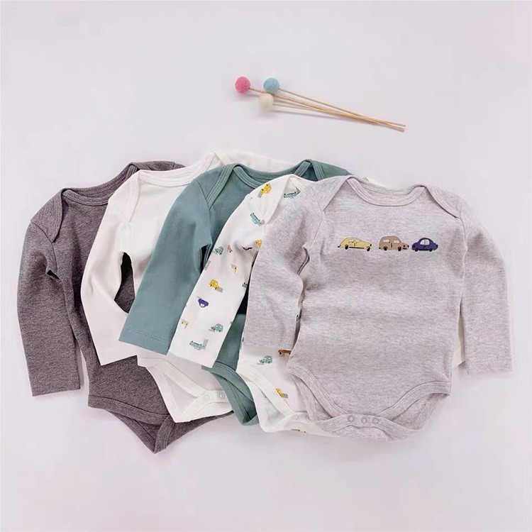 5pcs/lots Long Sleeve Baby Romper Bodysuits Newborn Cotton Romper Clothes Sets Unisex Baby Girl Clothes Long Sleeve Cartoon Print Ropa Jumpsuits Clothes 3-24M