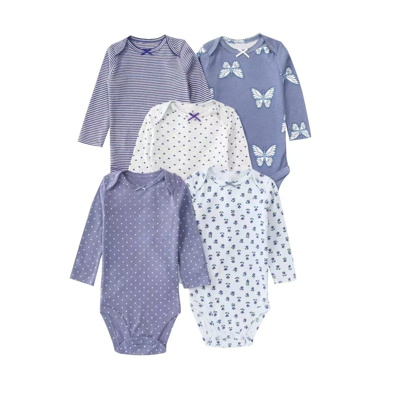 Baby Romper 5pcs/lots Bodysuits Newborn Cotton Romper Clothes Sets Unisex Baby Girl Clothes Long Sleeve Cartoon Print Ropa Jumpsuits Clothes 6-18M
