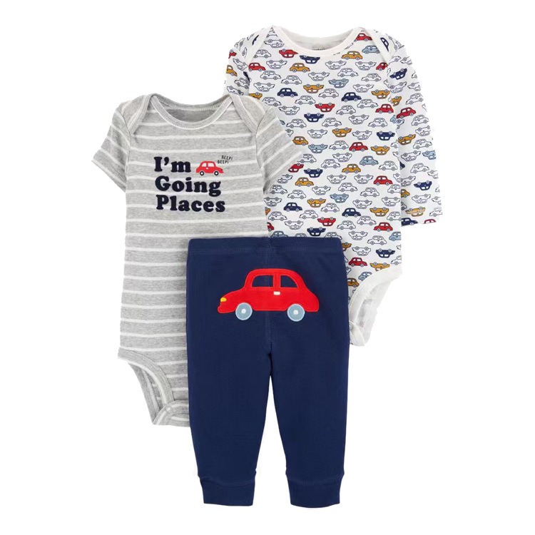 3pcs/lots Long Sleeve/Short Sleeve Baby Romper Bodysuits Newborn Cotton Romper Clothes Sets Unisex Baby Girl Clothes Cartoon Print Ropa Jumpsuits Clothes 6M-24M