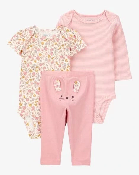 3pcs/lots Long Sleeve/Short Sleeve Baby Romper Bodysuits Newborn Cotton Romper Clothes Sets Baby Girl Boy Clothes Cartoon Print Ropa Jumpsuits Clothes 6M-24M
