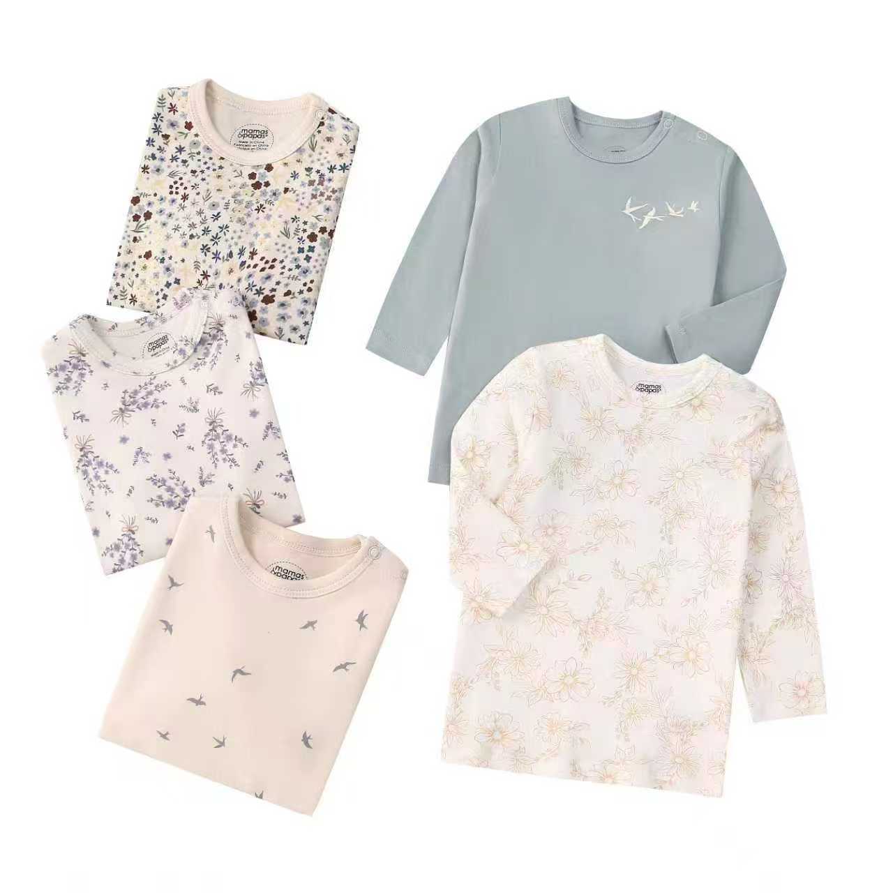 5pcs/lots Baby T-shirt Long-Sleeve T-Shirt for Kids 1-3 Years Old  Baby Top  Clothes with Cartoon Print for Homewear 1-3 Years Old Baby Clothes