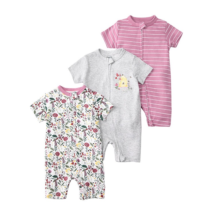 3pcs/lots Short Sleeve Baby Romper Bodysuits Newborn Cotton Romper Clothes Sets Baby Girl Boy Clothes Cartoon Print Ropa Jumpsuits Baby Clothes 6M-24M