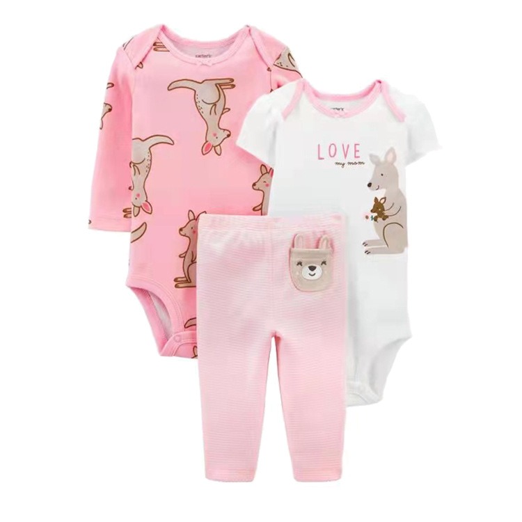 3pcs/lots Long Sleeve/Short Sleeve Baby Romper Bodysuits Newborn Cotton Romper Clothes Sets Unisex Baby Girl Clothes Cartoon Print Ropa Jumpsuits Clothes 6M-24M