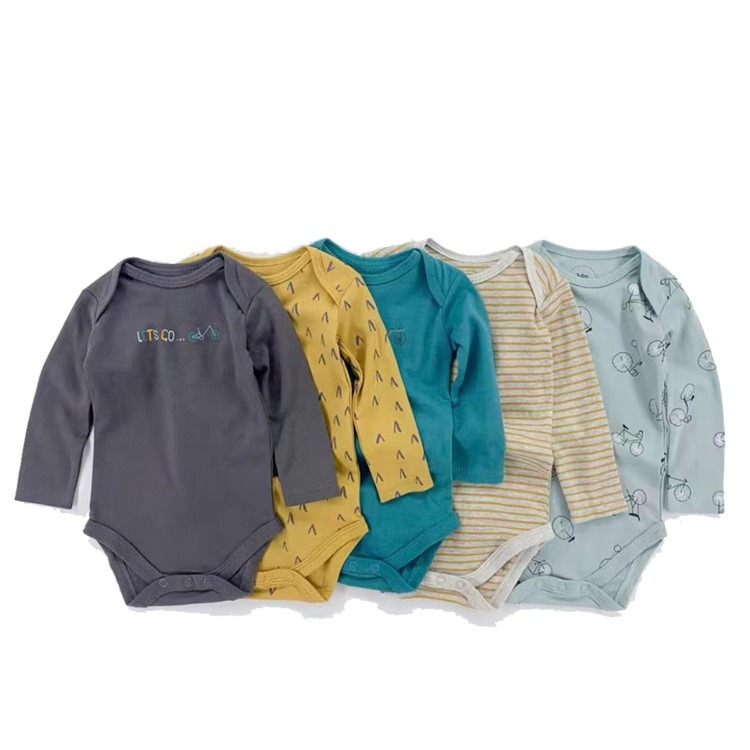 5pcs/lots Long Sleeve Baby Romper Bodysuits Newborn Cotton Romper Clothes Sets Unisex Baby Girl Clothes Long Sleeve Cartoon Print Ropa Jumpsuits Clothes 3-24M
