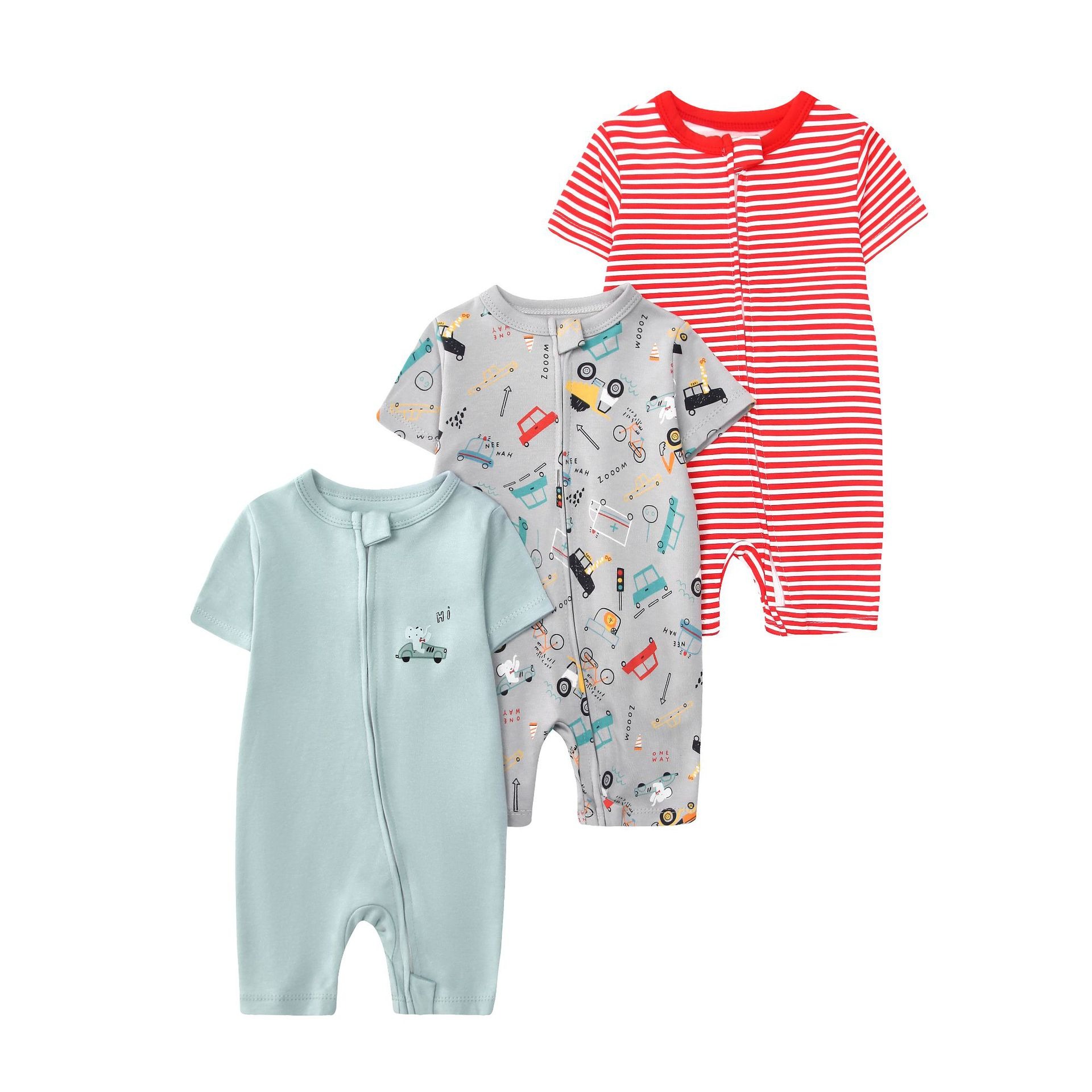 3pcs/lots Short Sleeve Romper Baby Bodysuits Newborn Cotton Romper Clothes Sets Baby Girl Boy Clothes Cartoon Ropa Jumpsuits Baby Clothes 6M-24M