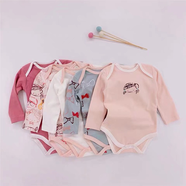 5pcs/lots Long Sleeve Baby Romper Bodysuits Newborn Cotton Romper Clothes Sets Unisex Baby Girl Clothes Long Sleeve Cartoon Print Ropa Jumpsuits Clothes 3-24M