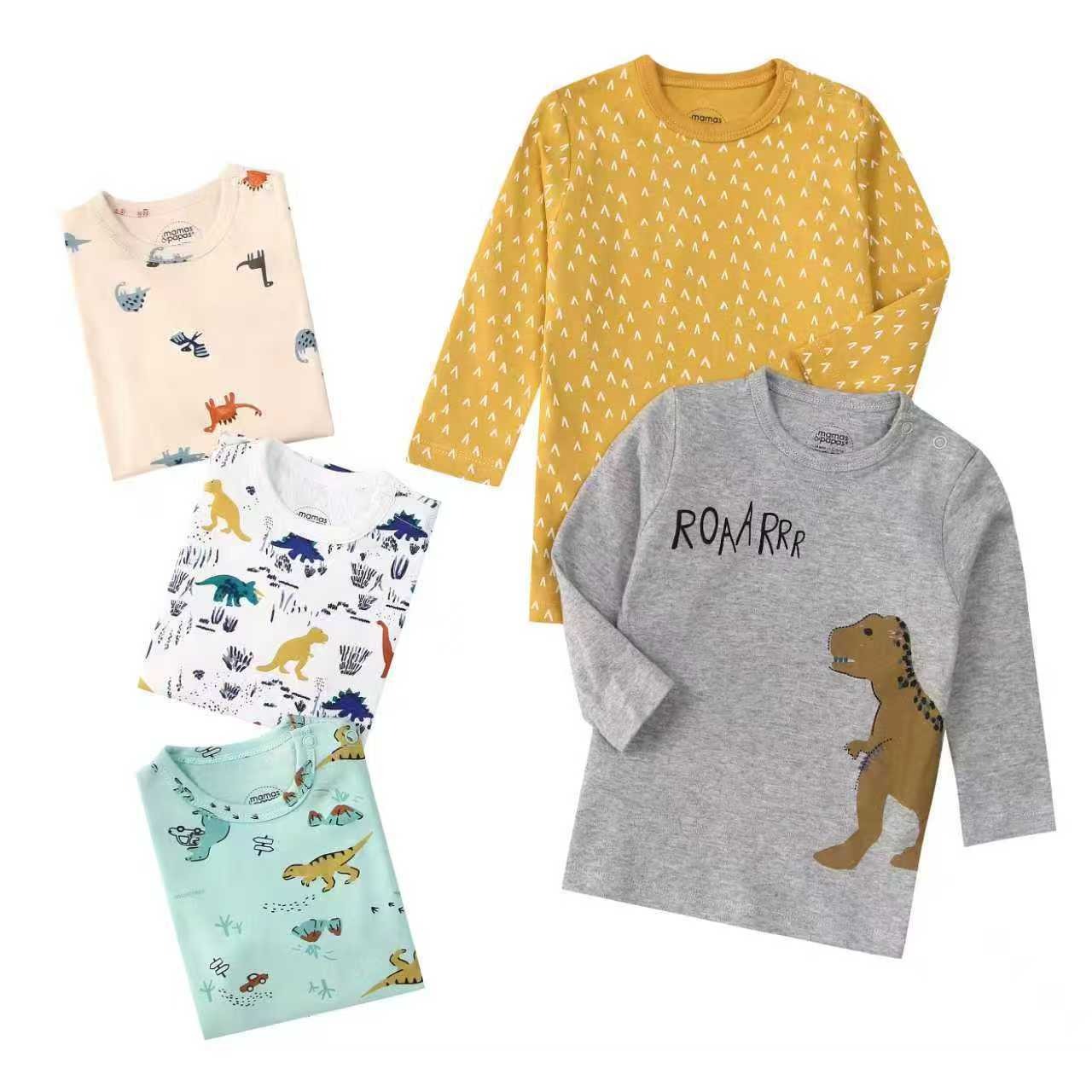5pcs/lots Baby T-shirt Long-Sleeve T-Shirt for Kids 1-3 Years Old  Baby Top  Clothes with Cartoon Print for Homewear 1-3 Years Old Baby Clothes