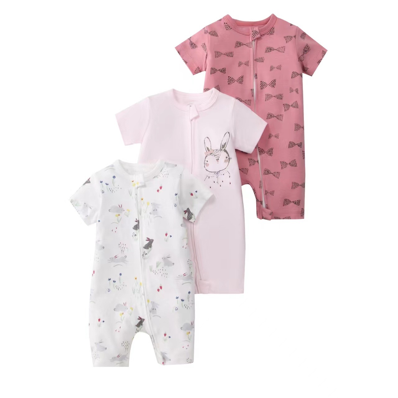 3pcs/lots Short Sleeve Baby Romper Bodysuits Newborn Cotton Romper Clothes Sets Baby Girl Boy Clothes Cartoon Print Ropa Jumpsuits Baby Clothes 6M-24M