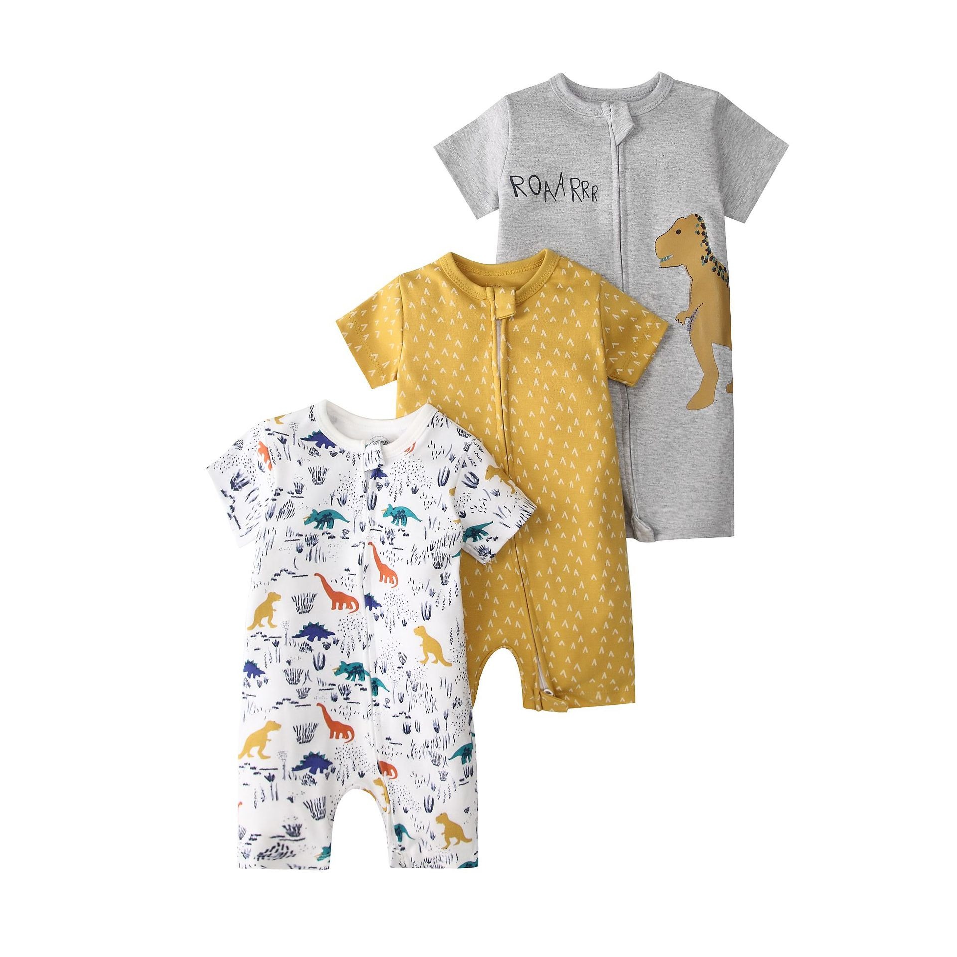 3pcs/lots Short Sleeve Baby Romper Bodysuits Newborn Cotton Romper Clothes Sets Baby Girl Boy Clothes Cartoon Print Ropa Jumpsuits Baby Clothes 6M-24M