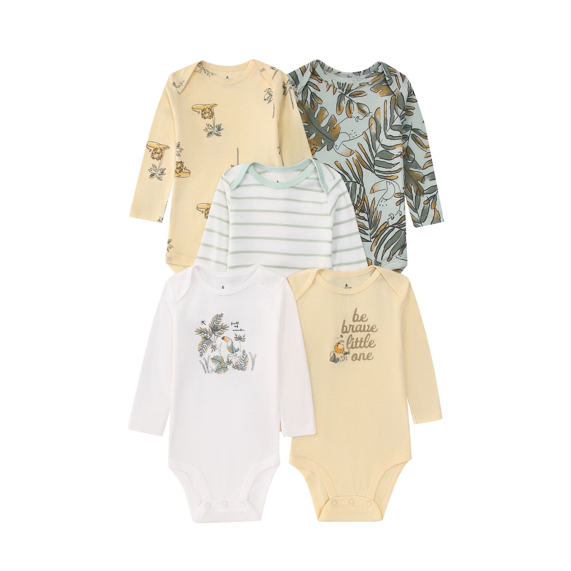 Long Sleeve Baby Romper 5pcs/lots Bodysuits Newborn Cotton Romper Clothes Sets Unisex Baby Girl Clothes Long Sleeve Cartoon Print Ropa Jumpsuits Clothes 6-12M