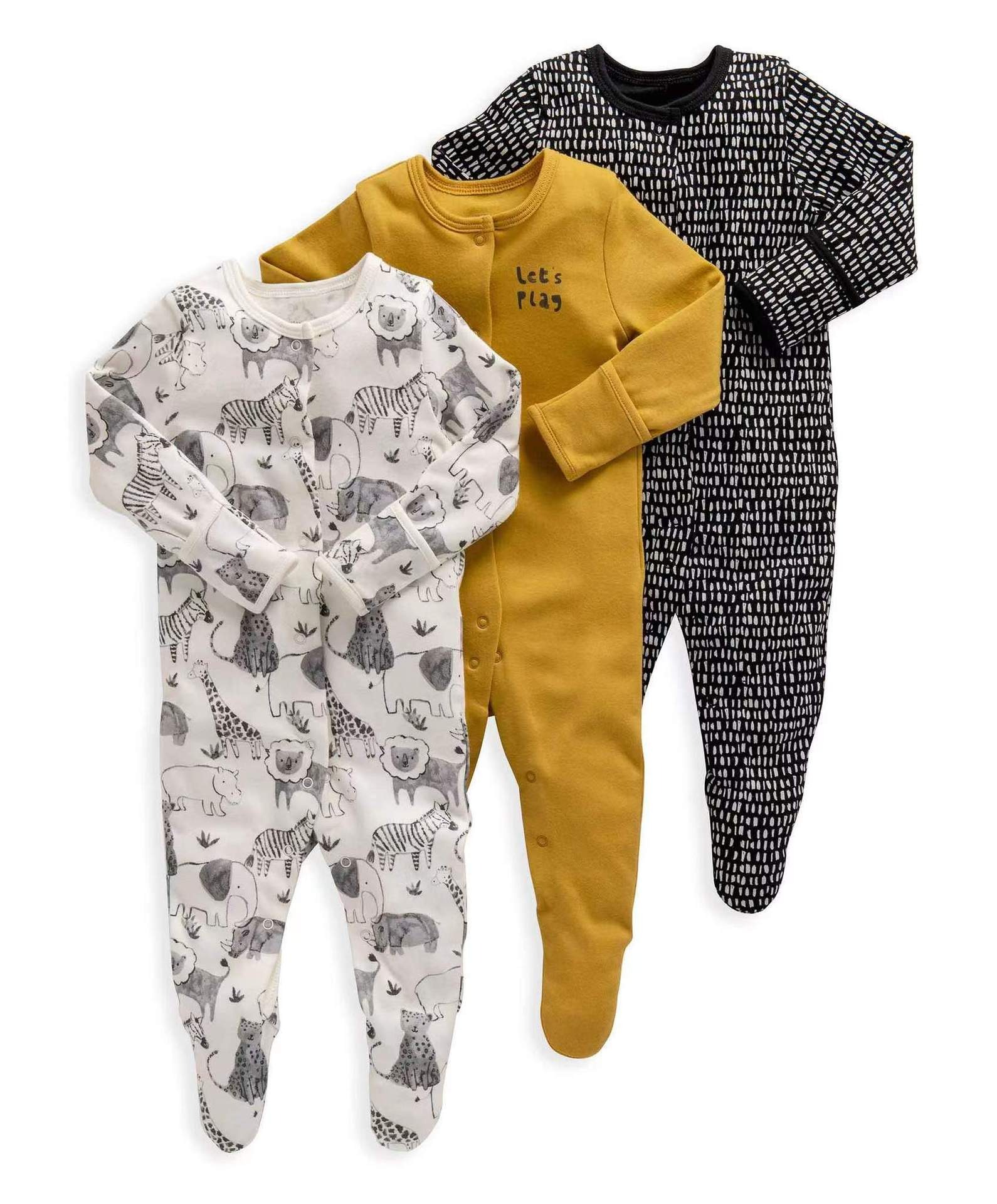 3pcs/lots Long Sleeve Romper Baby Bodysuits Newborn Cotton Romper Clothes Sets Baby Girl Boy Clothes Cartoon Ropa Jumpsuits Baby Clothes 3M-12M