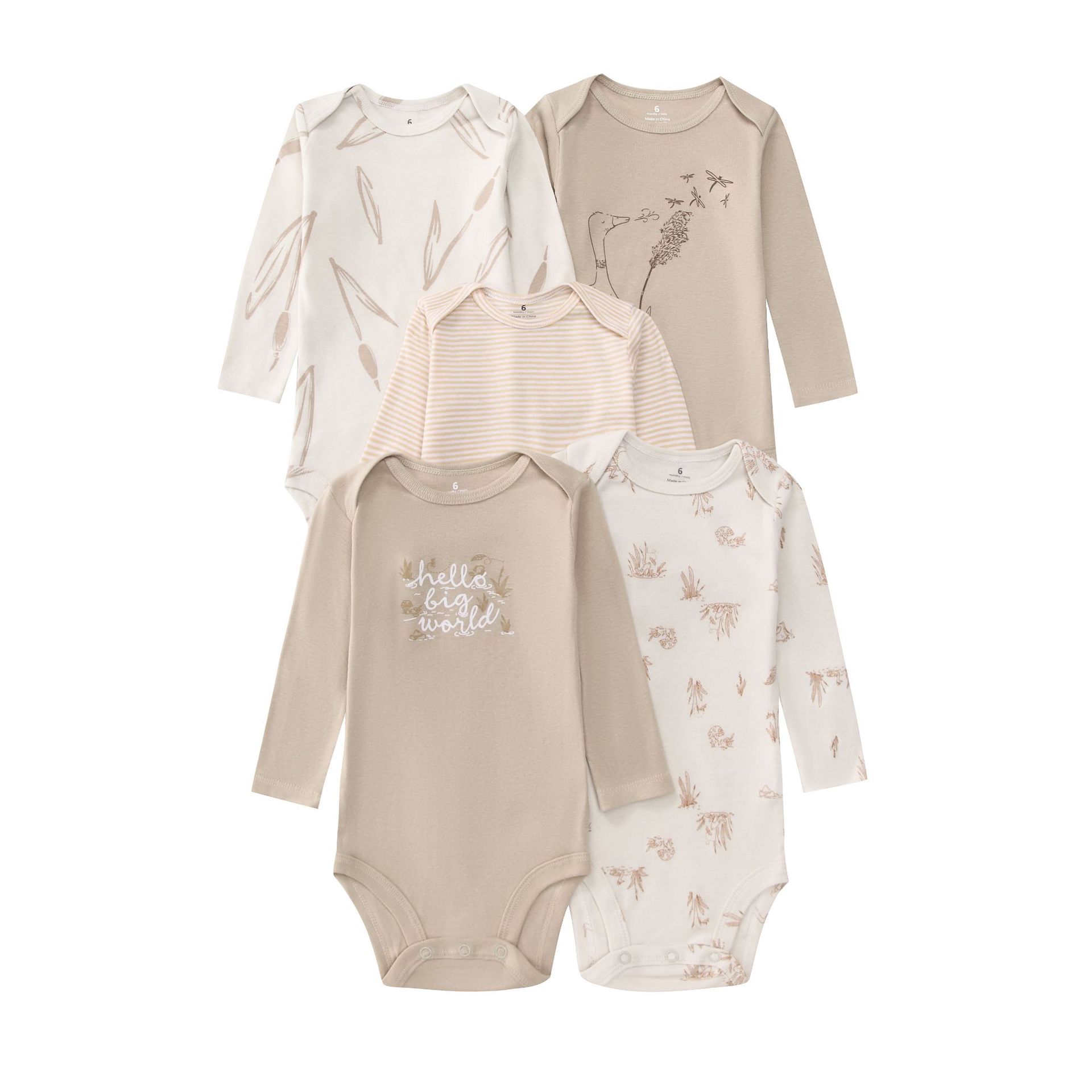 5pcs/lots Baby Romper Bodysuits Newborn Cotton Romper Clothes Sets Unisex Baby Girl Clothes Long Sleeve Cartoon Print Ropa Jumpsuits Clothes 6-24M