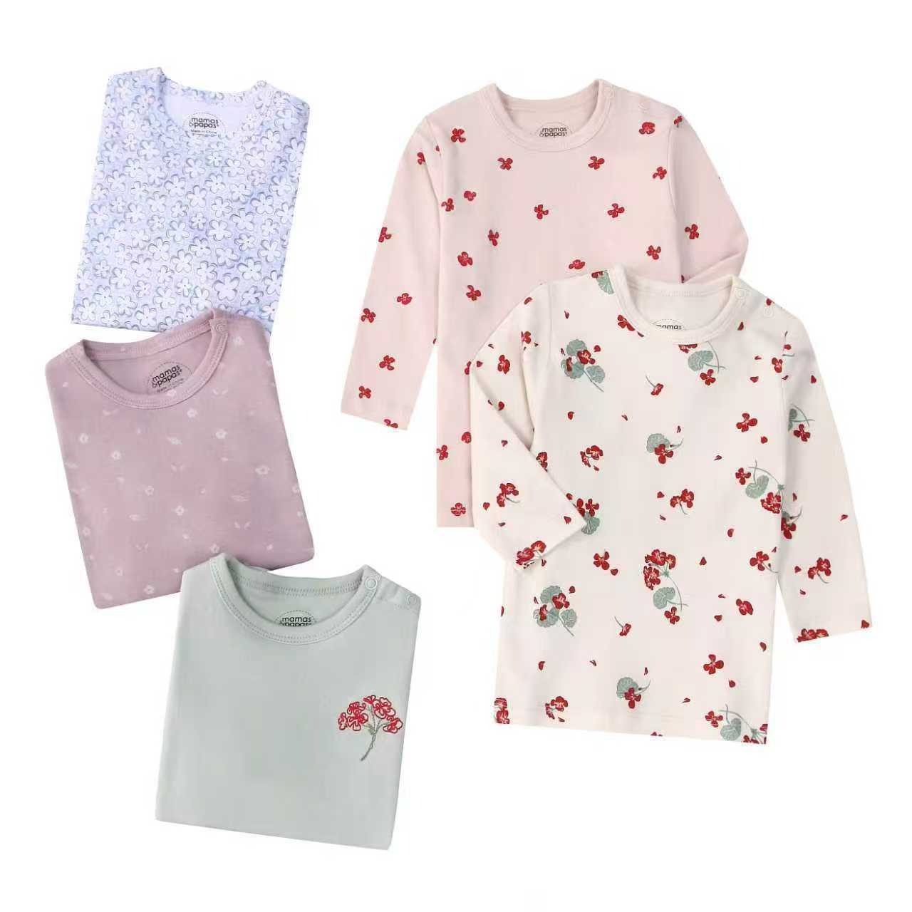 5pcs/lots Baby T-shirt Long-Sleeve T-Shirt for Kids 1-3 Years Old  Baby Top  Clothes with Cartoon Print for Homewear 1-3 Years Old Baby Clothes
