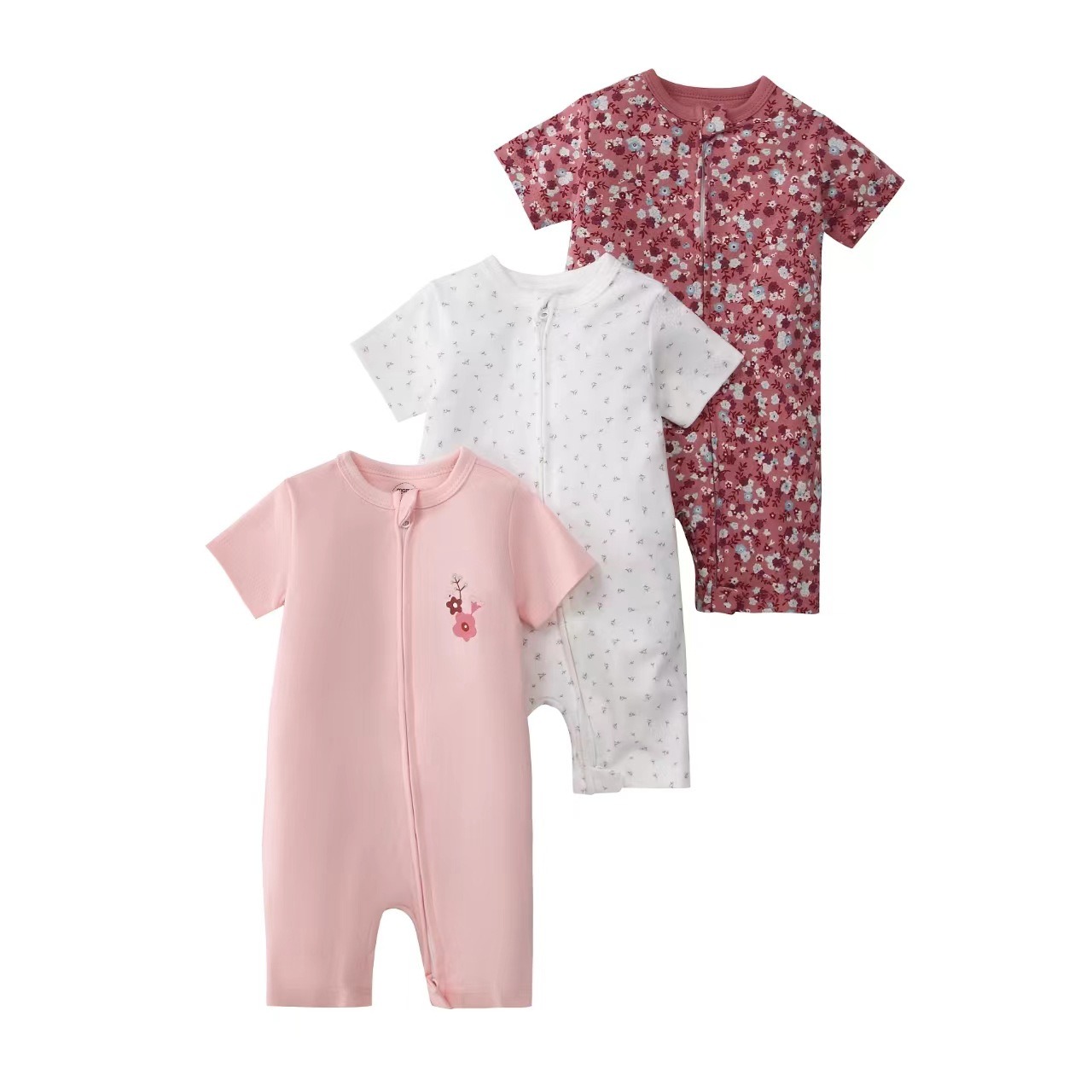 3pcs/lots Short Sleeve Baby Romper Bodysuits Newborn Cotton Romper Clothes Sets Baby Girl Boy Clothes Cartoon Print Ropa Jumpsuits Baby Clothes 6M-24M