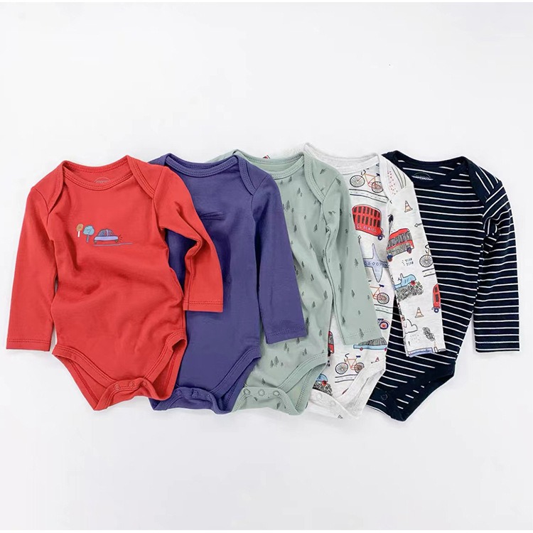 5pcs/lots Long Sleeve Baby Romper Bodysuits Newborn Cotton Romper Clothes Sets Unisex Baby Girl Clothes Long Sleeve Cartoon Print Ropa Jumpsuits Clothes 3-24M