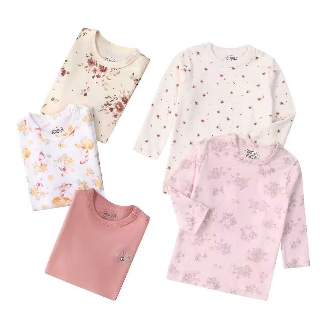5pcs/lots Baby T-shirt Long-Sleeve T-Shirt for Kids 1-3 Years Old  Baby Top  Clothes with Cartoon Print for Homewear 1-3 Years Old Baby Clothes