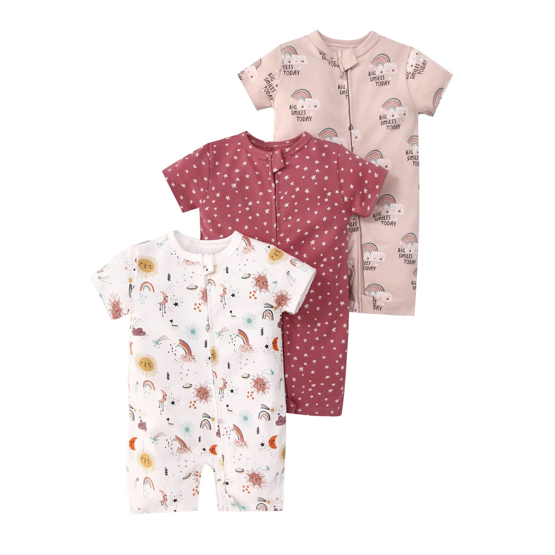 3pcs/lots Short Sleeve Romper Baby Bodysuits Newborn Cotton Romper Clothes Sets Baby Girl Boy Clothes Cartoon Ropa Jumpsuits Baby Clothes 6M-24M