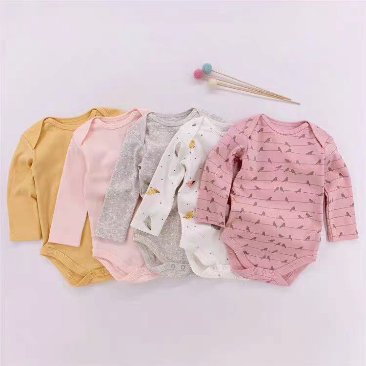 5pcs/lots Long Sleeve Baby Romper Bodysuits Newborn Cotton Romper Clothes Sets Unisex Baby Girl Clothes Long Sleeve Cartoon Print Ropa Jumpsuits Clothes 3-24M
