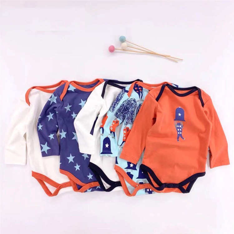 5pcs/lots Long Sleeve Baby Romper Bodysuits Newborn Cotton Romper Clothes Sets Unisex Baby Girl Clothes Long Sleeve Cartoon Print Ropa Jumpsuits Clothes 3-24M