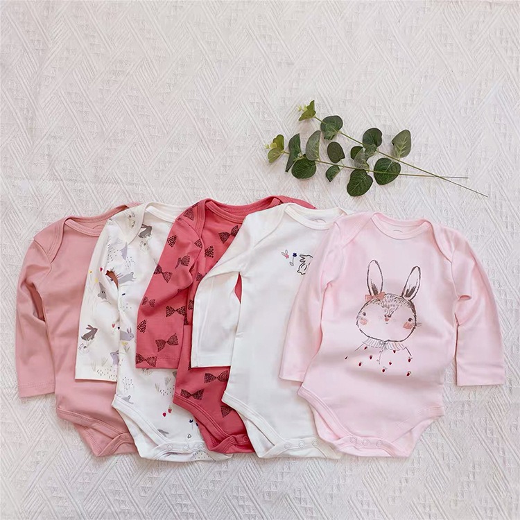 5pcs/lots Long Sleeve Baby Romper Bodysuits Newborn Cotton Romper Clothes Sets Unisex Baby Girl Clothes Long Sleeve Cartoon Print Ropa Jumpsuits Clothes 3-24M