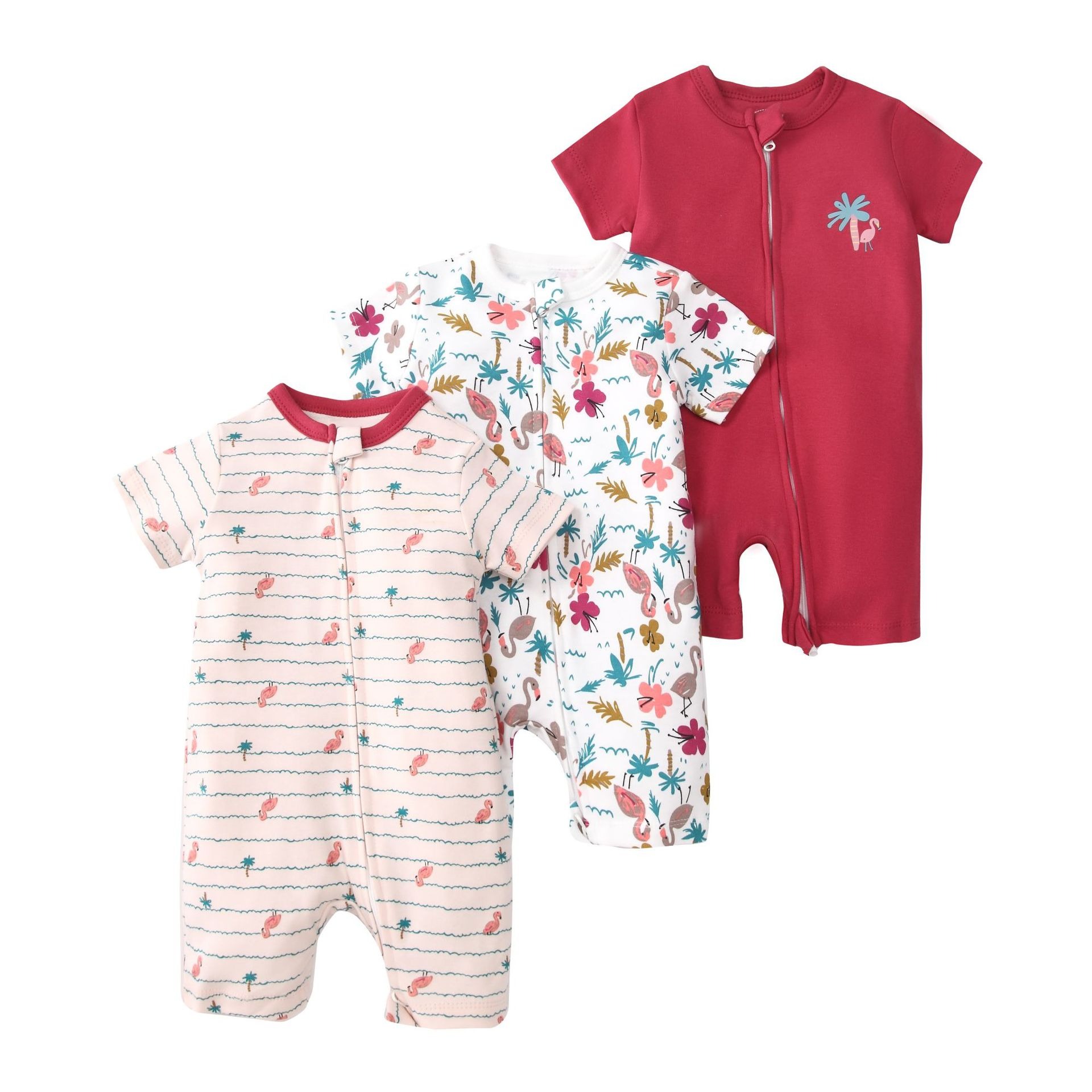 3pcs/lots Short Sleeve Baby Romper Bodysuits Newborn Cotton Romper Clothes Sets Baby Girl Boy Clothes Cartoon Print Ropa Jumpsuits Baby Clothes 6M-24M