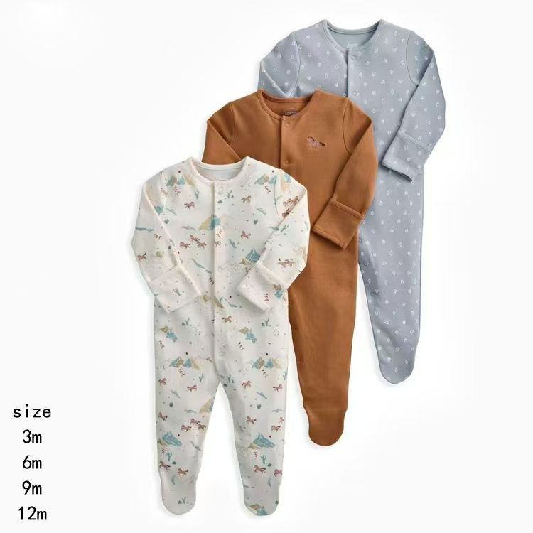 3pcs/lots Long Sleeve Romper Baby Bodysuits Newborn Cotton Romper Clothes Sets Baby Girl Boy Clothes Cartoon Ropa Jumpsuits Baby Clothes 3M-12M